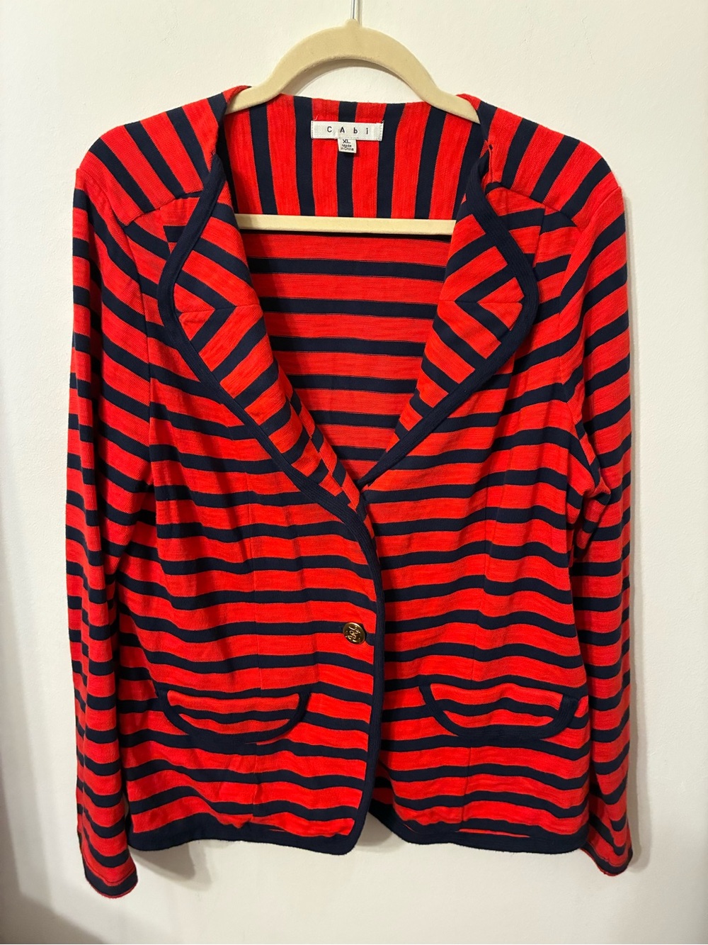 CAbi “Yacht Club” striped jacket, size XL